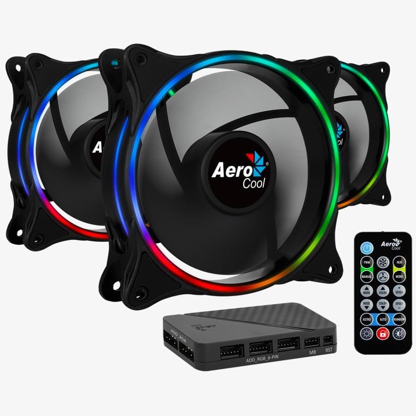 Kit De 3 Fans Aerocool Eclipse 12 Pro Argb Controladora Y Control